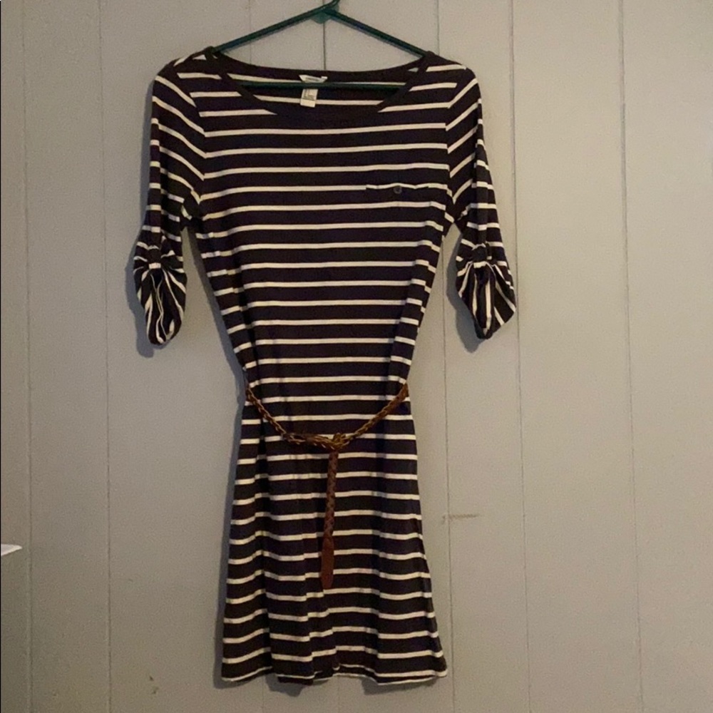 Size small blue and white striped dress